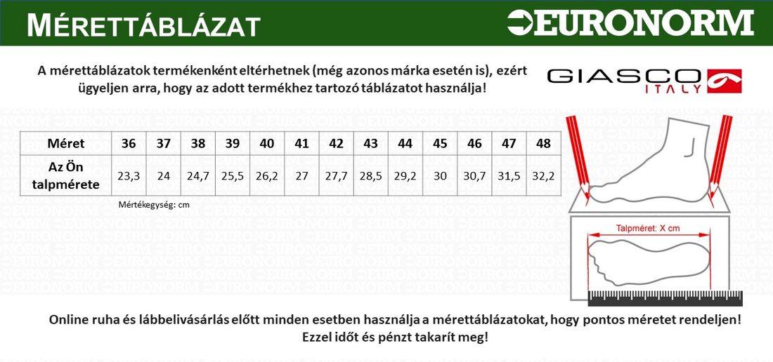 Giasco lábbeli mérettáblázat