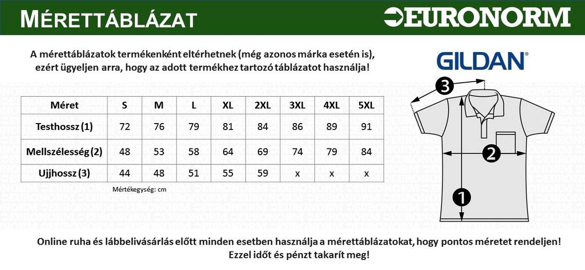 Gildan mérettáblázat